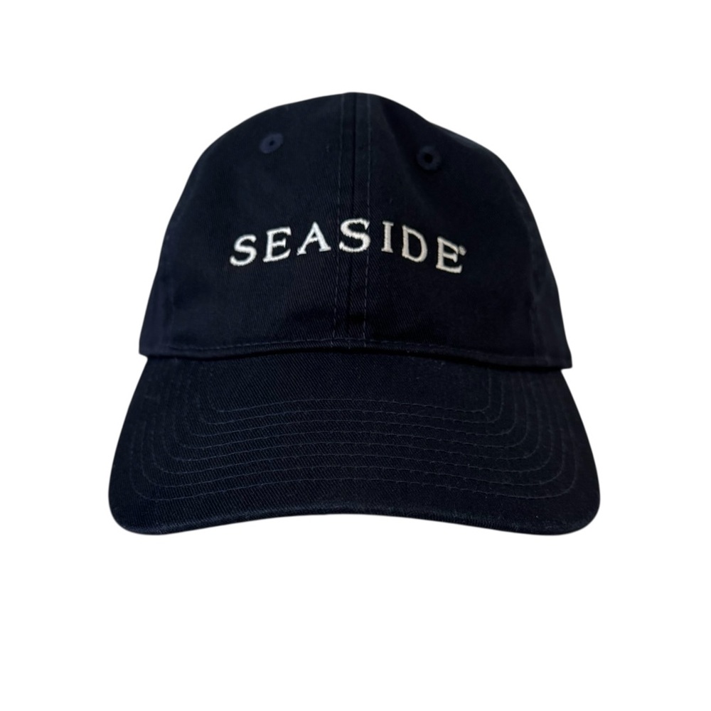 Seaside Embroidered Adjustable‎ Baseball Cap Navy Blue White